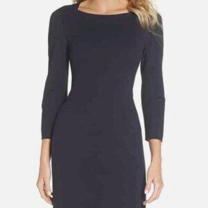 Eliza J Navy Blue Sheath Dress with Back Cutout